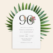 Simple Elegant Tropical 90th Birthday 招待状