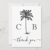 Simple Elegant Tropical Monograms Photo Wedding サンキューカード (正面)