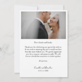 Simple Elegant Tropical Monograms Photo Wedding サンキューカード (裏面)