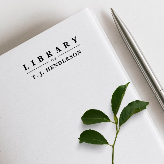 Simple Elegant Typography Custom Name Library Book ラバースタンプ