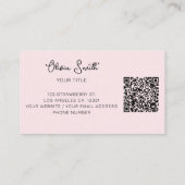 Simple Elegant Typography Pink Bow QR Code 名刺 (裏面)