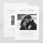 Simple Elegant Typography QR Code Photo Wedding 招待状 (正面/裏面)
