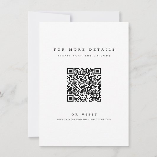 Simple Elegant Typography QR Code Photo Wedding 招待状 (裏面)