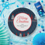 Simple Elegant Ugly Christmas | Family Custom Name ペーパープレート (パーティー)