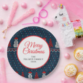 Simple Elegant Ugly Christmas | Family Custom Name ペーパープレート (パーティー)