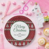 Simple Elegant Ugly Christmas | Family Custom Name ペーパープレート (パーティー)