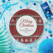 Simple Elegant Ugly Christmas | Family Custom Name ペーパープレート (パーティー)