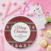 Simple Elegant Ugly Christmas | Family Custom Name ペーパープレート (パーティー)