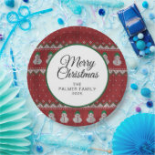 Simple Elegant Ugly Christmas | Family Custom Name ペーパープレート (パーティー)