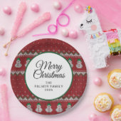 Simple Elegant Ugly Christmas | Family Custom Name ペーパープレート (パーティー)