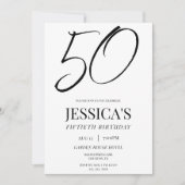 Simple Elegant Unisex 50th Birthday Party 招待状 (正面)