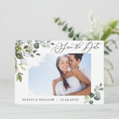 Simple Elegant Watercolor Eucalyptus Wedding セーブザデート (スタンド正面)