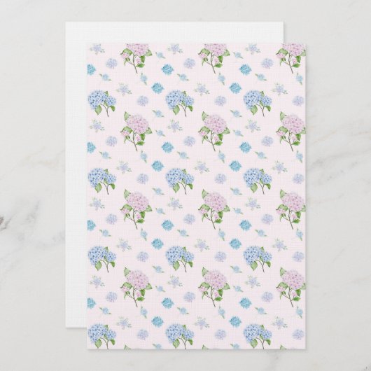 Simple Elegant Watercolor Hydrangea Flowers 招待状 (正面/裏面)