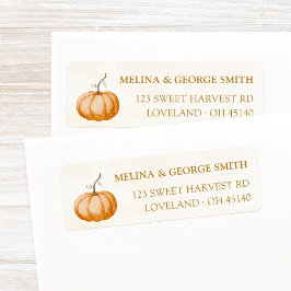 Simple Elegant Watercolor Pumpkin Return Address ラベル