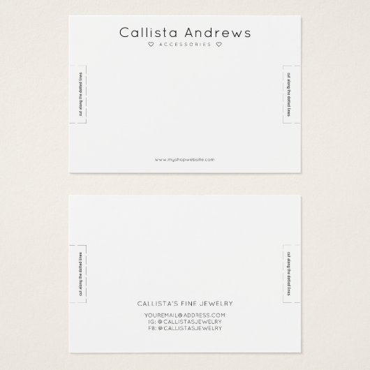 Simple Elegant White Black Hearts Bracelet Display (正面&裏面)