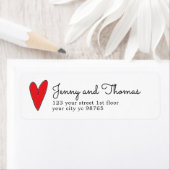 Simple Elegant White Boho Red Heart Wedding ラベル (インサイチュ)