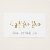 Simple Elegant White Faux Gold Beauty Gift card (正面)