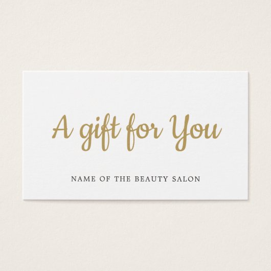 Simple Elegant White Faux Gold Beauty Gift card (正面)