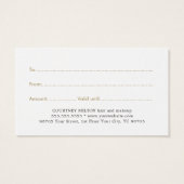 Simple Elegant White Faux Gold Beauty Gift card (裏面)