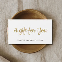 Simple Elegant White Faux Gold Beauty Gift card
