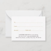 Simple Elegant White Faux Gold Beauty Gift card ノートカード (裏面)