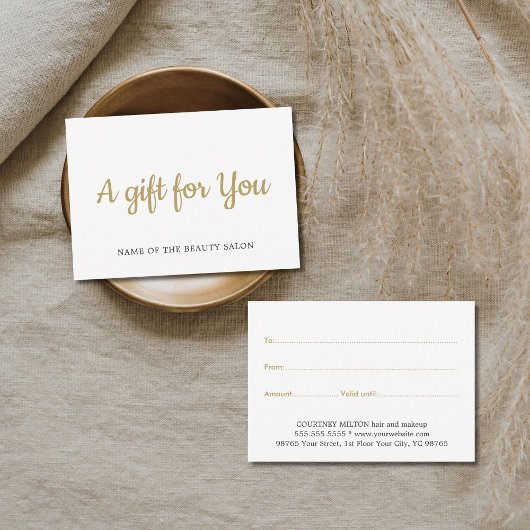 Simple Elegant White Faux Gold Beauty Gift card ノートカード