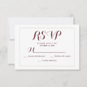 Simple elegant white gold burgundy  出欠カード (正面)