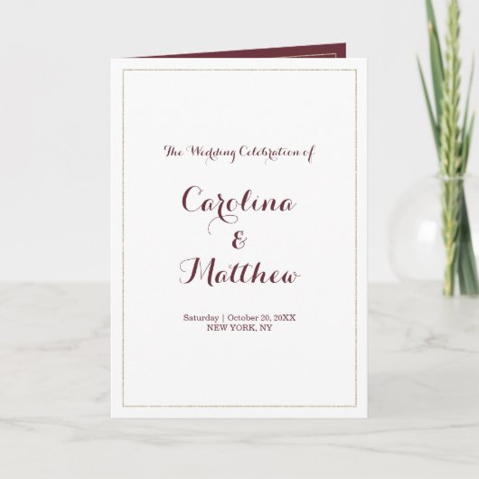 Simple elegant white gold burgundy Program プログラム (正面)