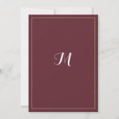 Simple elegant white gold burgundy Table Numbers 招待状 (裏面)