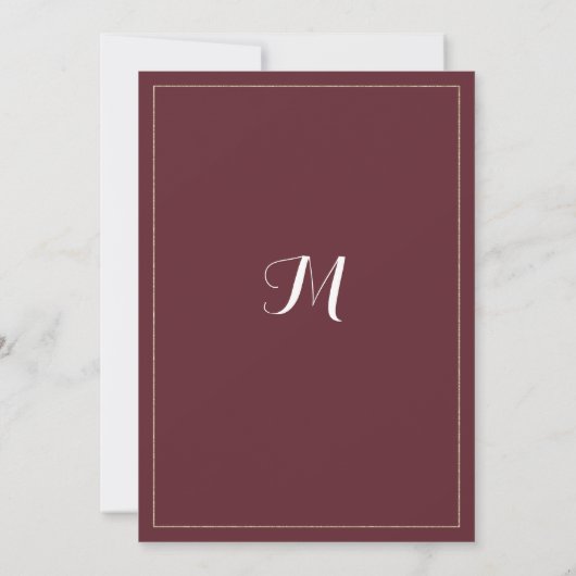 Simple elegant white gold burgundy Table Numbers 招待状 (裏面)