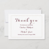 Simple elegant white gold burgundy Thank you サンキューカード (正面)