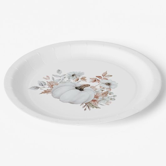 Simple Elegant White Pumpkin ペーパープレート (アングル)