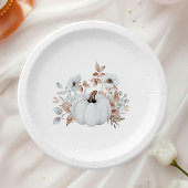 Simple Elegant White Pumpkin ペーパープレート