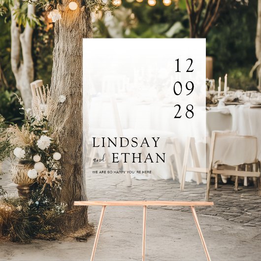 Simple Elegant White Transparent Wedding アクリルサイン