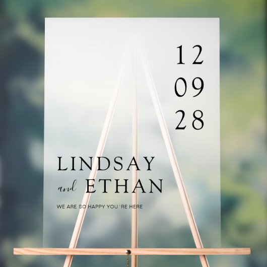 Simple Elegant White Transparent Wedding アクリルサイン (ニュートラル)