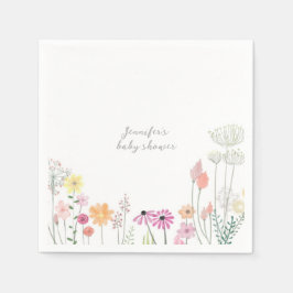 Simple Elegant Wildflower Baby Shower  スタンダードカクテルナプキン