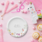 Simple Elegant Wildflower Baby Shower  ペーパープレート (パーティー)