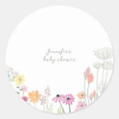 Simple Elegant Wildflower Baby Shower  ラウンドシール (正面)