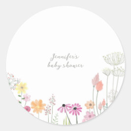 Simple Elegant Wildflower Baby Shower  ラウンドシール