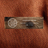 Simple Elegant Wood Logo Employee Plastic  名札