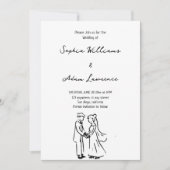 Simple elegent Hand Drawn Wedding 招待状 (正面)