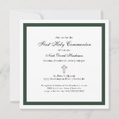 Simple Emerald Green White First Holy Communion  招待状 (正面)