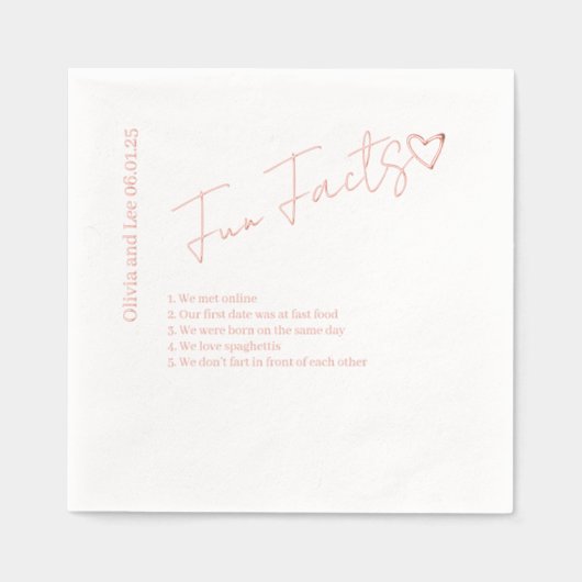 Simple Engagement Party Fun facts Name Wedding 箔ナプキン (正面)