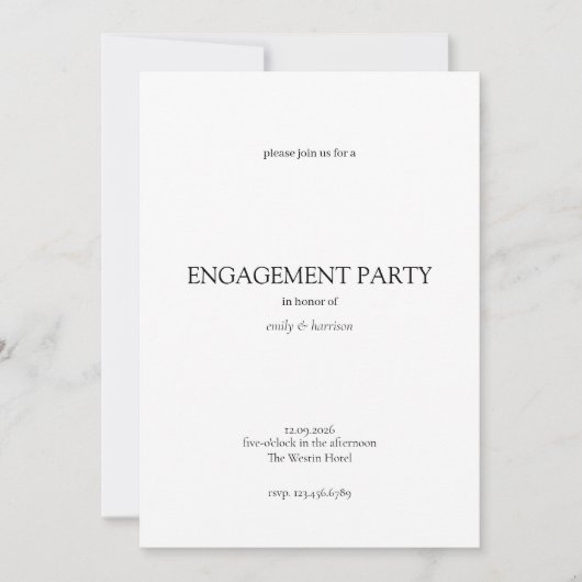 Simple Engagement Party Invitation 招待状 (正面)
