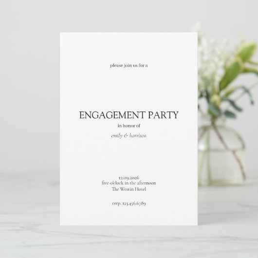 Simple Engagement Party Invitation 招待状 (スタンド正面)