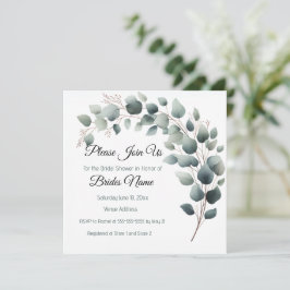 Simple Eucalyptus Bridal Shower Invitation 招待状