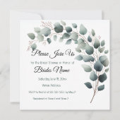 Simple Eucalyptus Bridal Shower Invitation 招待状 (正面)