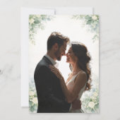 Simple Eucalyptus Greenery Gold Overlay Photo 招待状 (裏面)