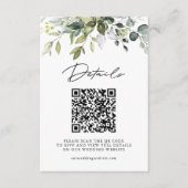 Simple Eucalyptus Greenery QR Code & Photo Wedding エンクロージャーカード (正面)