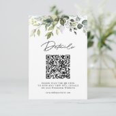 Simple Eucalyptus Greenery QR Code & Photo Wedding エンクロージャーカード (スタンド正面)